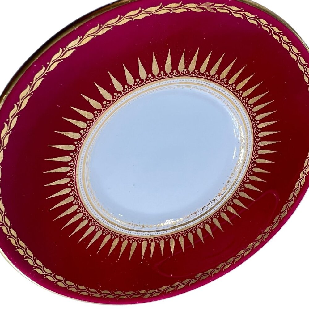 Royal Worcester Regency Red Espresso Demitasse Cups Saucers Sunburst Set Of 4 - Picture 10 of 16